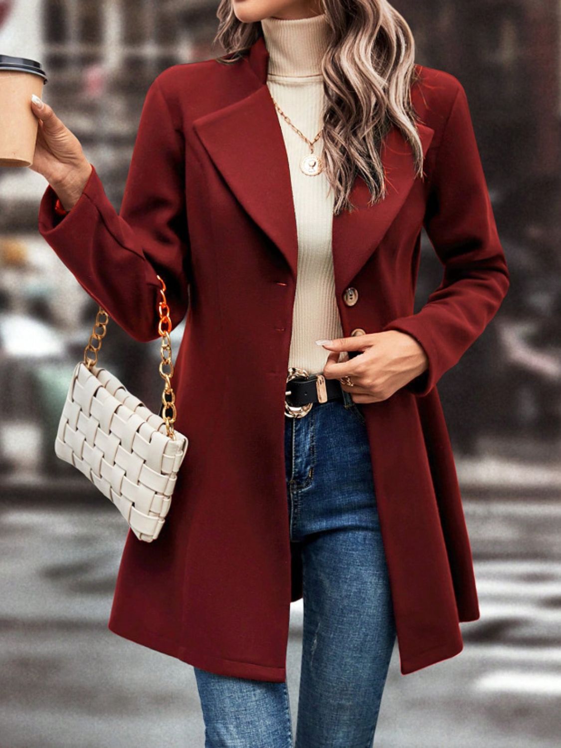 V-neck Collard Short Coat