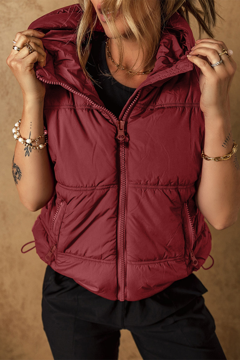 Zip Up Hooded Vest