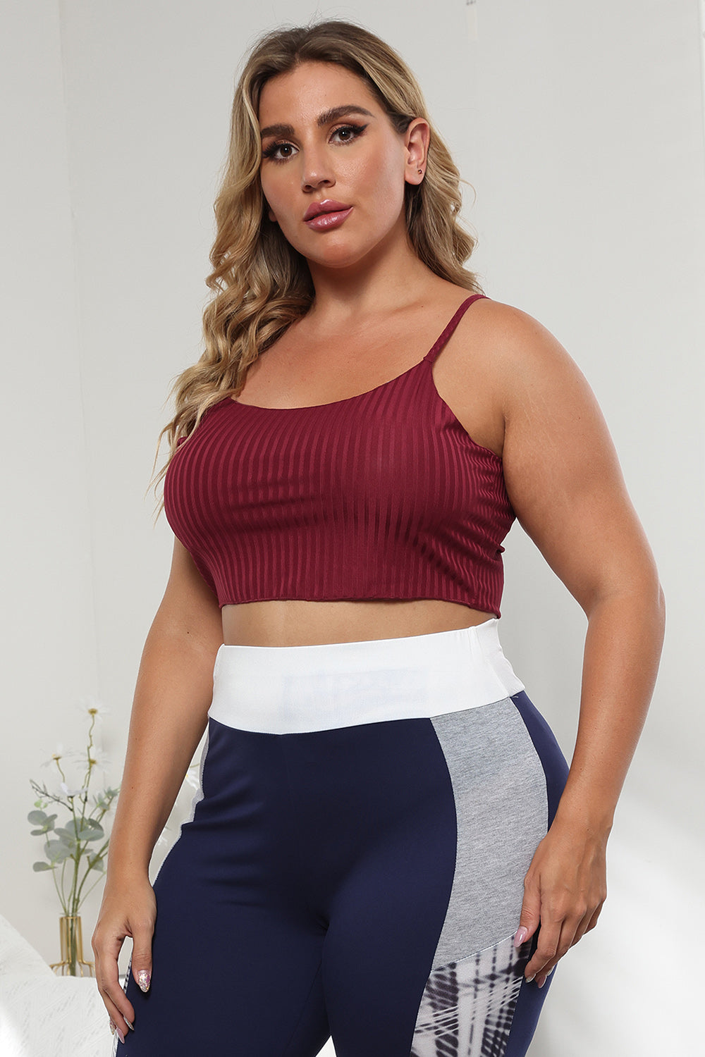 Trendy Ribbed Spaghetti Strap Top | All Red Event