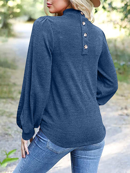 Full Size Mock Neck Long Sleeve T-Shirt