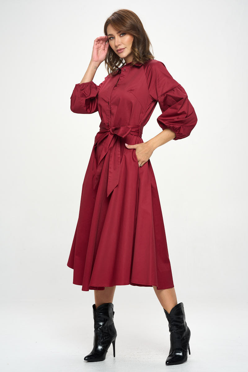 Red Maxi Shirt Dress