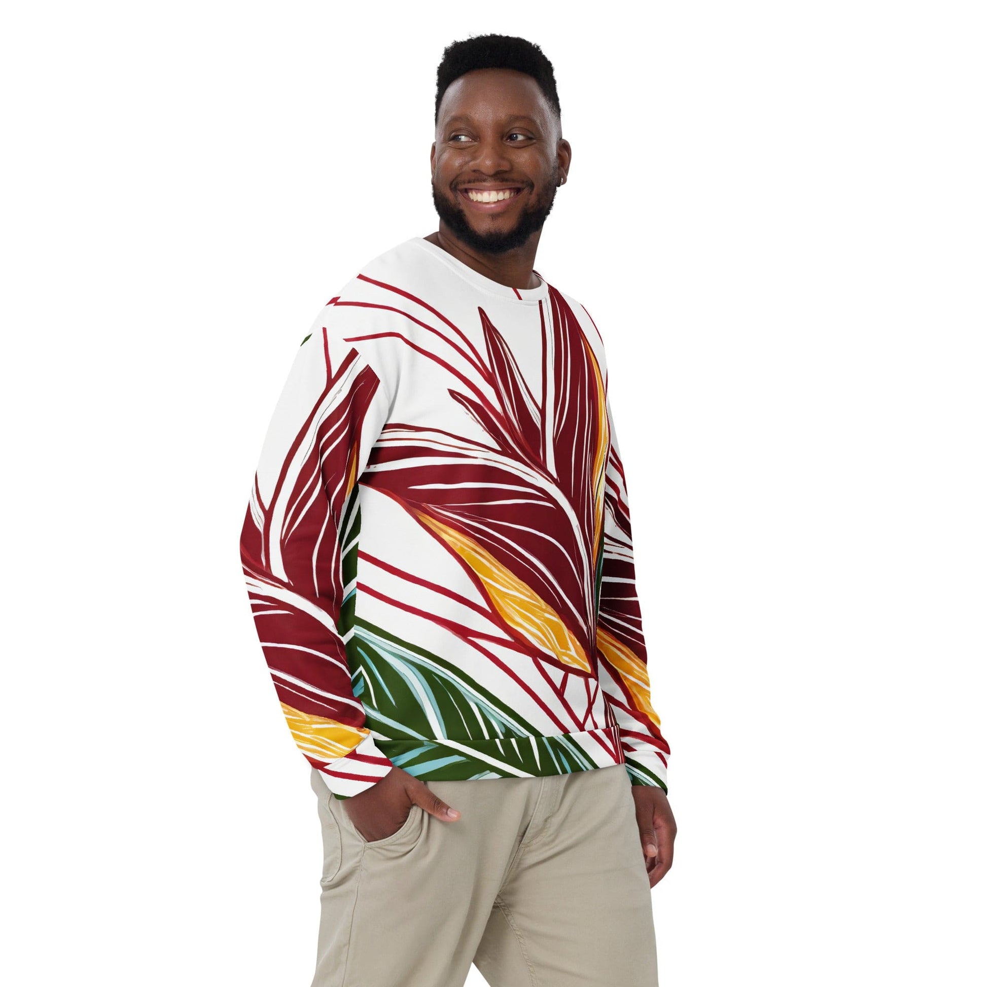 Graphic Sweatshirt for Men, Colorful Floral Lines-0