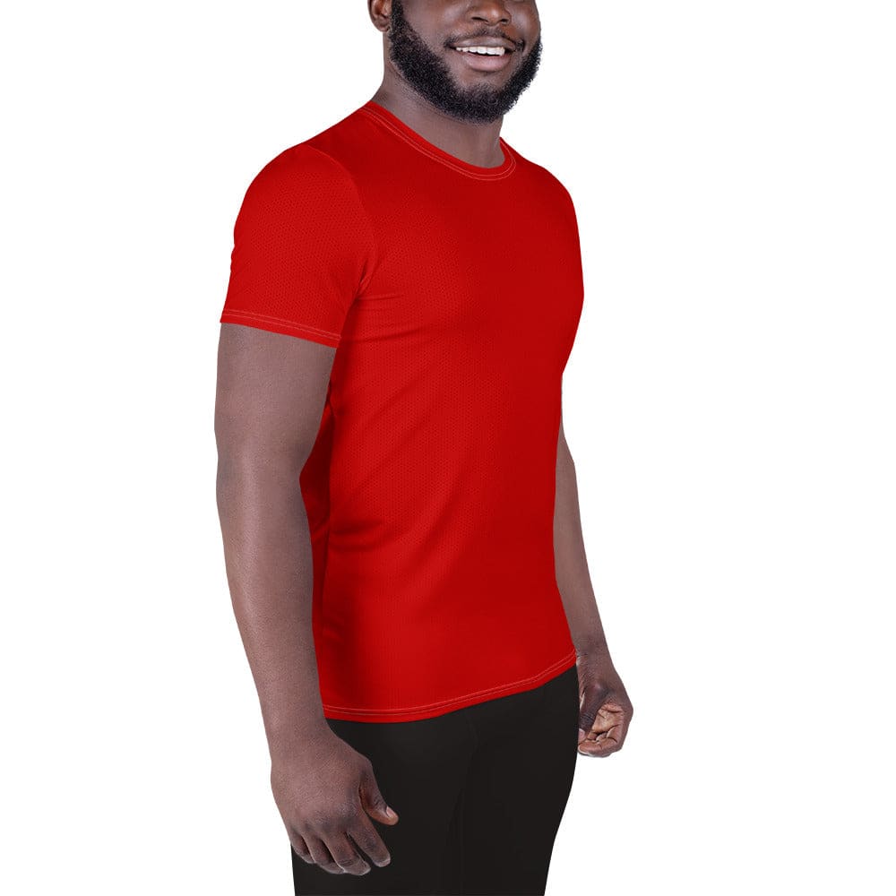 Mens Stretch Fit Athletic Sports Shirt, Red-2