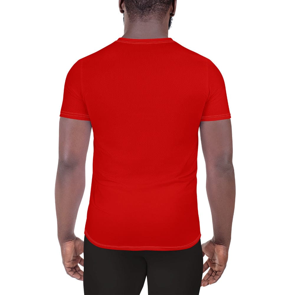 Mens Stretch Fit Athletic Sports Shirt, Red-1