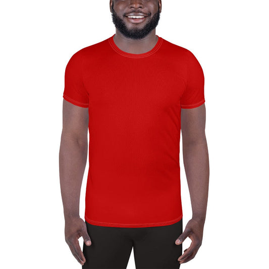 Mens Stretch Fit Athletic Sports Shirt, Red