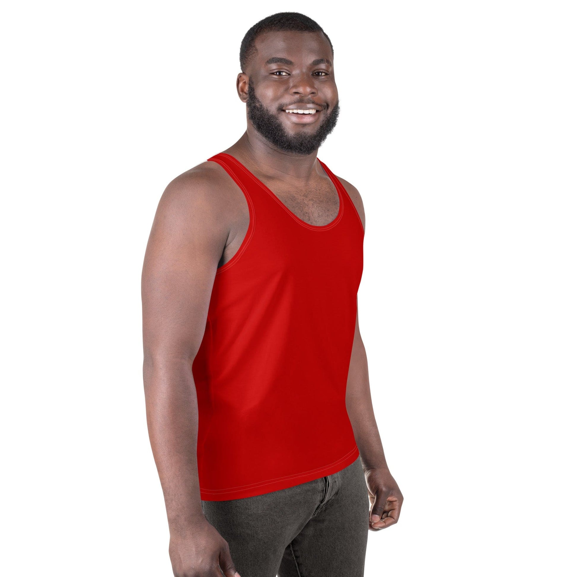 Mens Stretch Fit Tank Top, Red-2