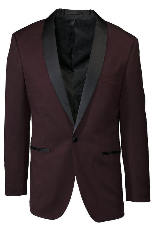 "Sebastian" Burgundy Pindot Tuxedo Jacket Shawl (Separates)-0