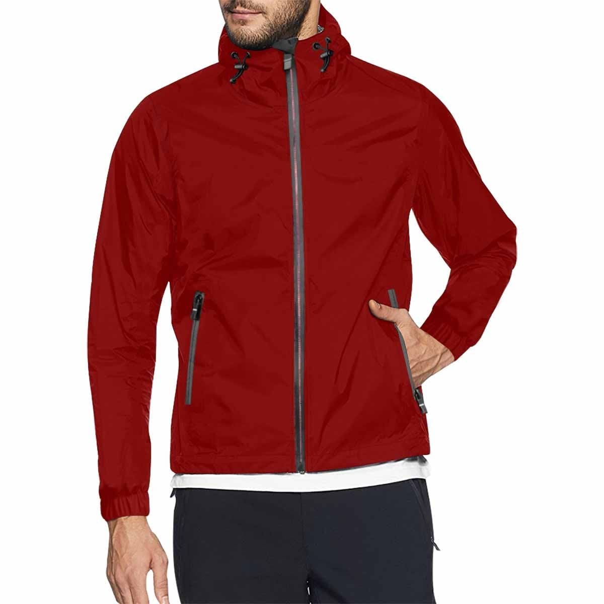 Maroon Red Hooded Windbreaker Jacket - Men / Women