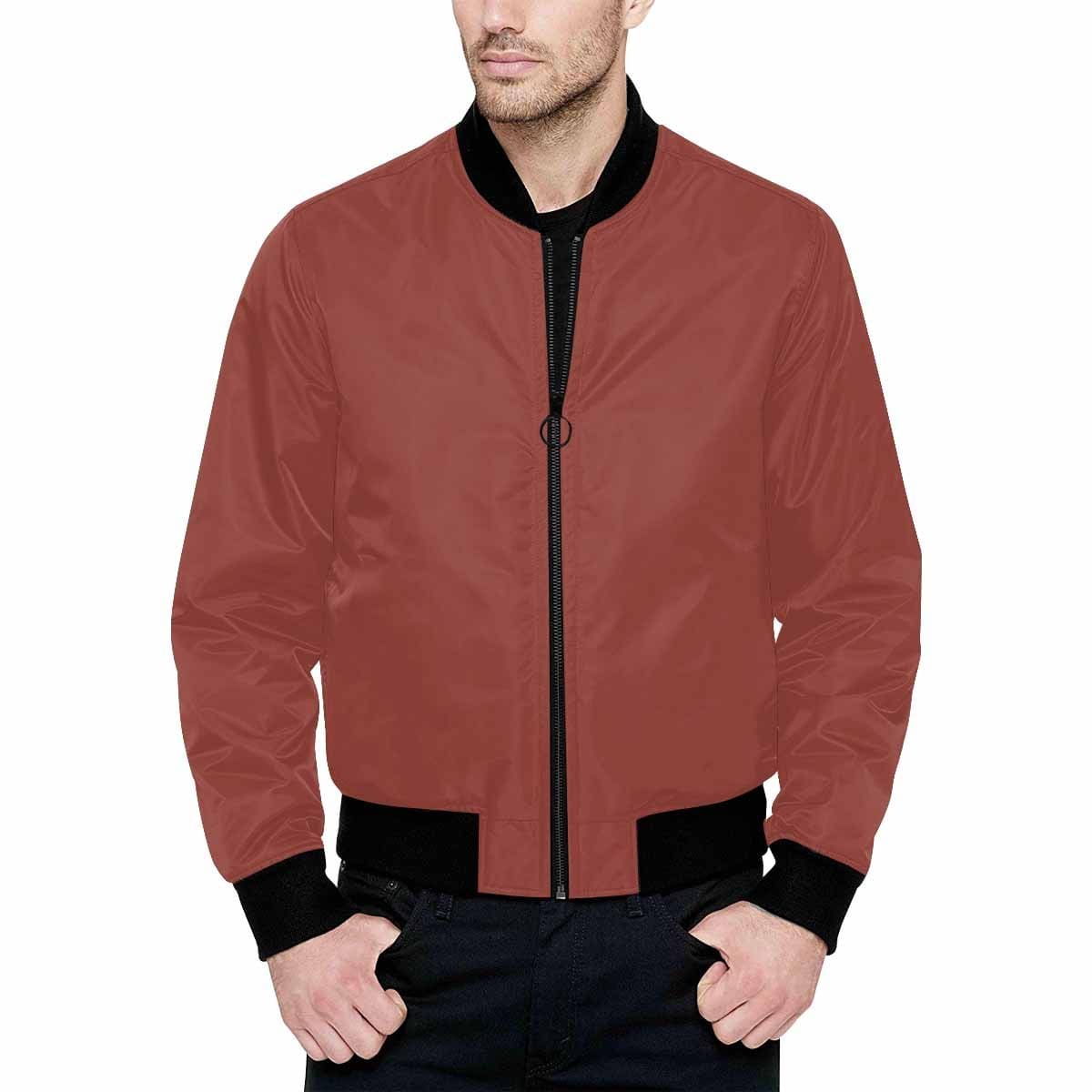 Bomber Jacket for Men, Cognac Red and Black