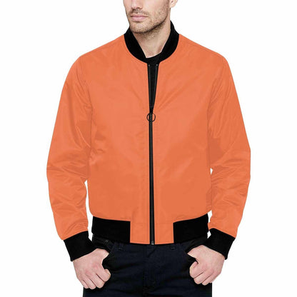 Mens Jacket, Coral Red and Black Bomber Jacket