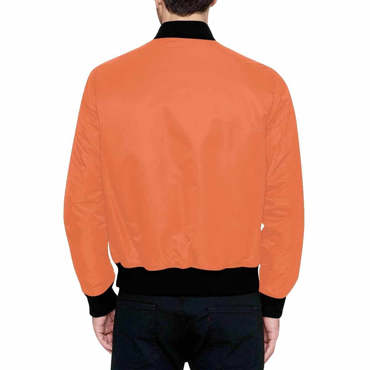 Mens Jacket, Coral Red and Black Bomber Jacket-1