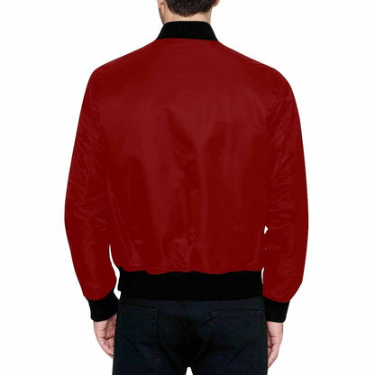 Mens Jacket, Maroon Red and Black Bomber Jacket-1