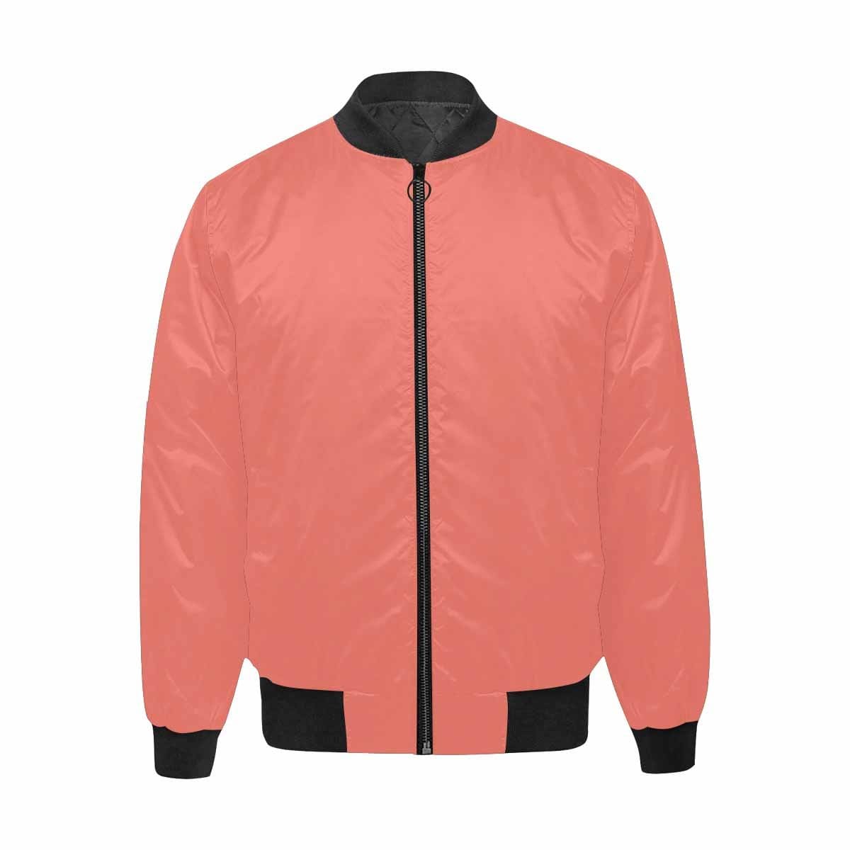 Mens Jacket, Salmon Red and Black Bomber Jacket-2