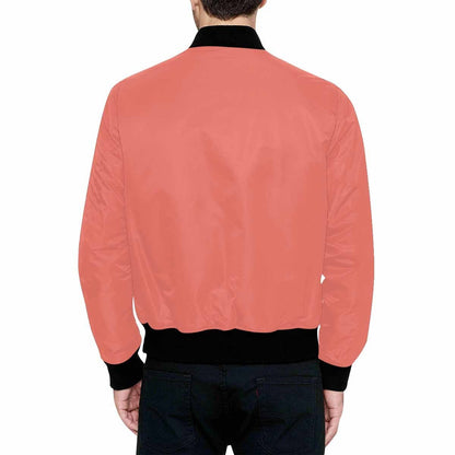 Mens Jacket, Salmon Red and Black Bomber Jacket-1