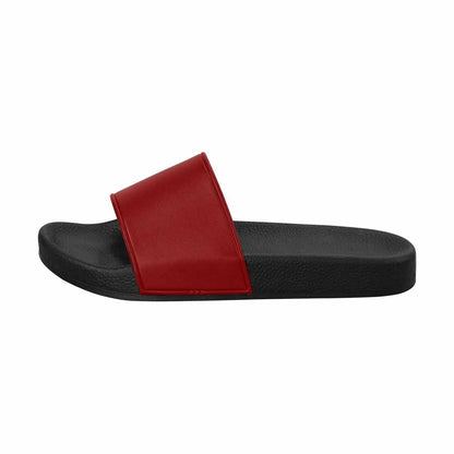 Mens Slide Sandals, Maroon Red Flip Flops-1